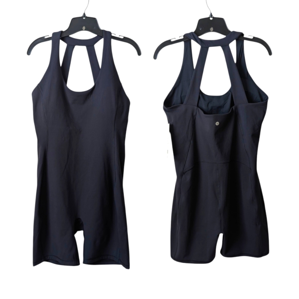 Harmony and Balance XL Scoop Neck Racerback Tank Bodysuit Shorts Black NWT